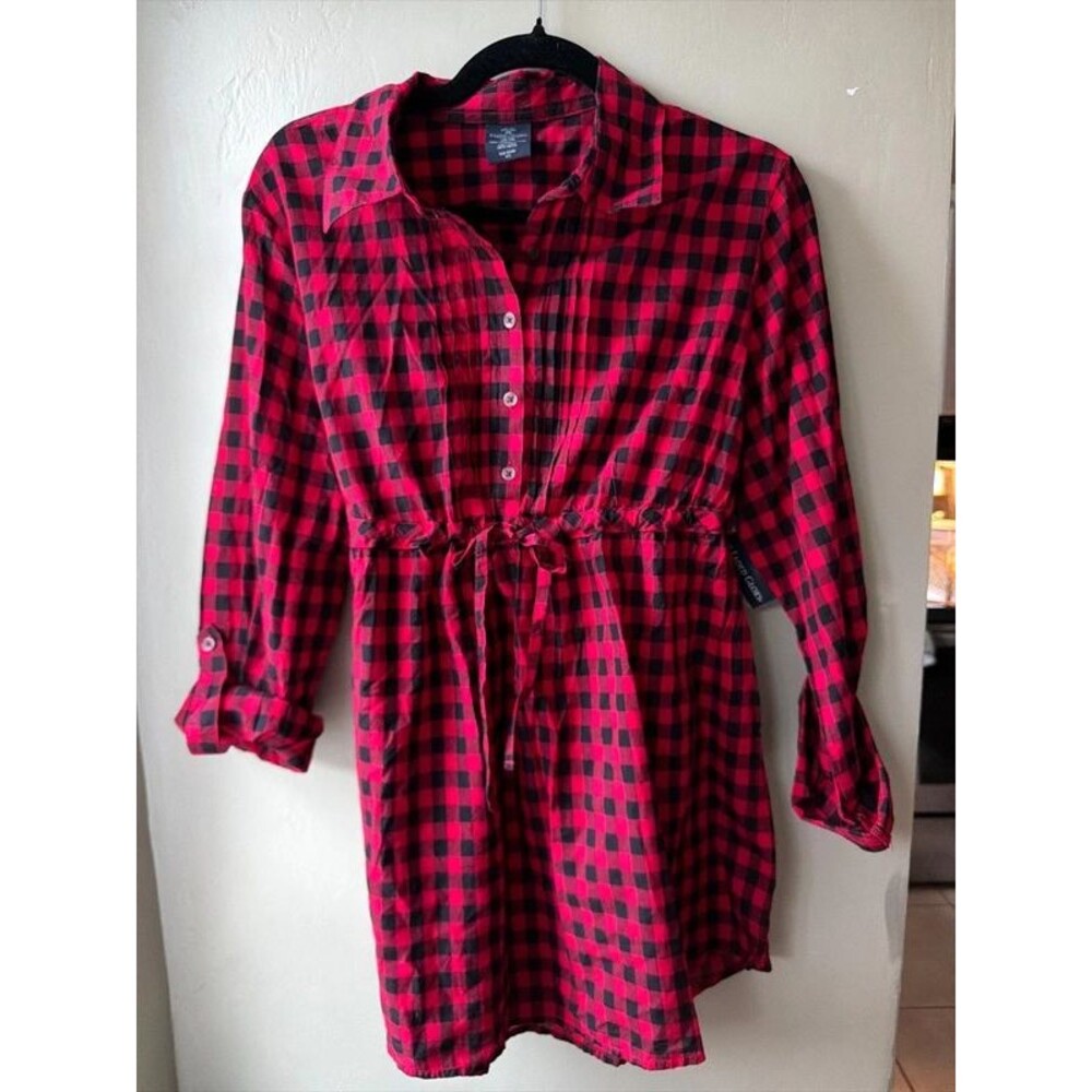 NWT Girl’s Red Black Checkered Plaid Flannel Dress Size XL